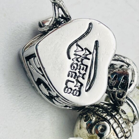 Signed ALEXA'S ANGELS Beaded Bracelet Heart Charm Silver White Stretch Cremains - Picture 3 of 8
